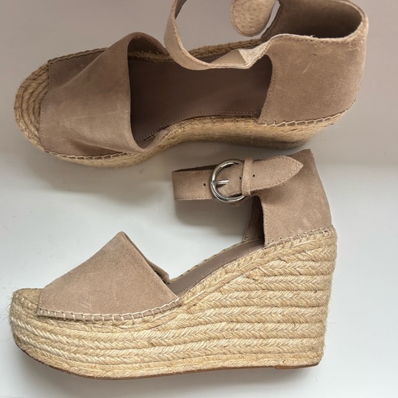 MARC FISHER LTD ADALYN ESPADRILLE WEDGE SANDAL BLUSH SUEDE SIZE 11M - Picture 4 of 10